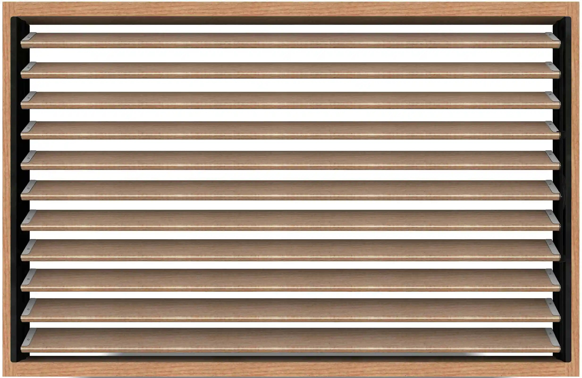 Modern slatted louvers in a wood frame
