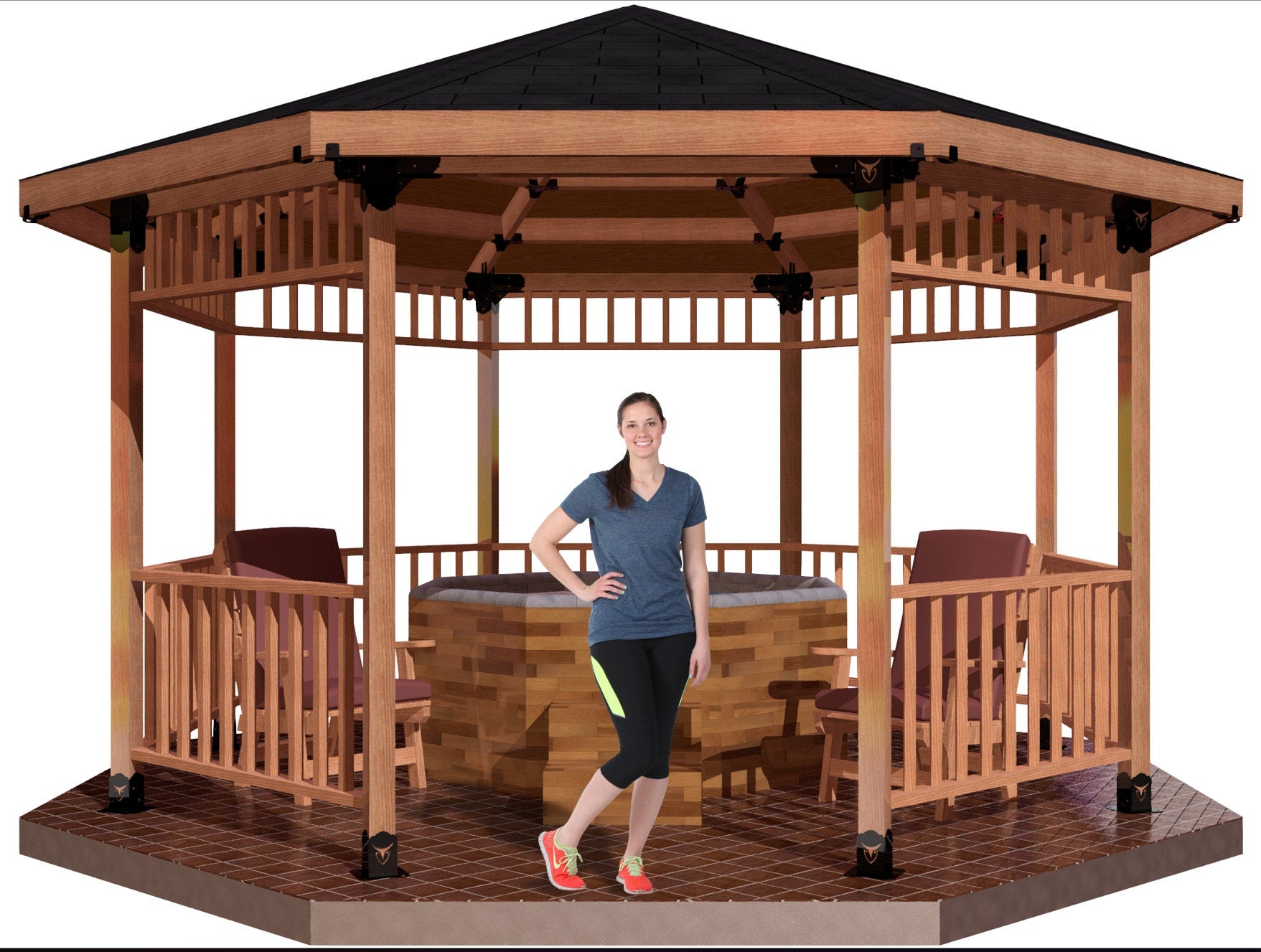 Durable octagonal gazebo structure with intricate lattice design, crafted for a versatile DIY project, seamlessly integrating functionality and style. ,