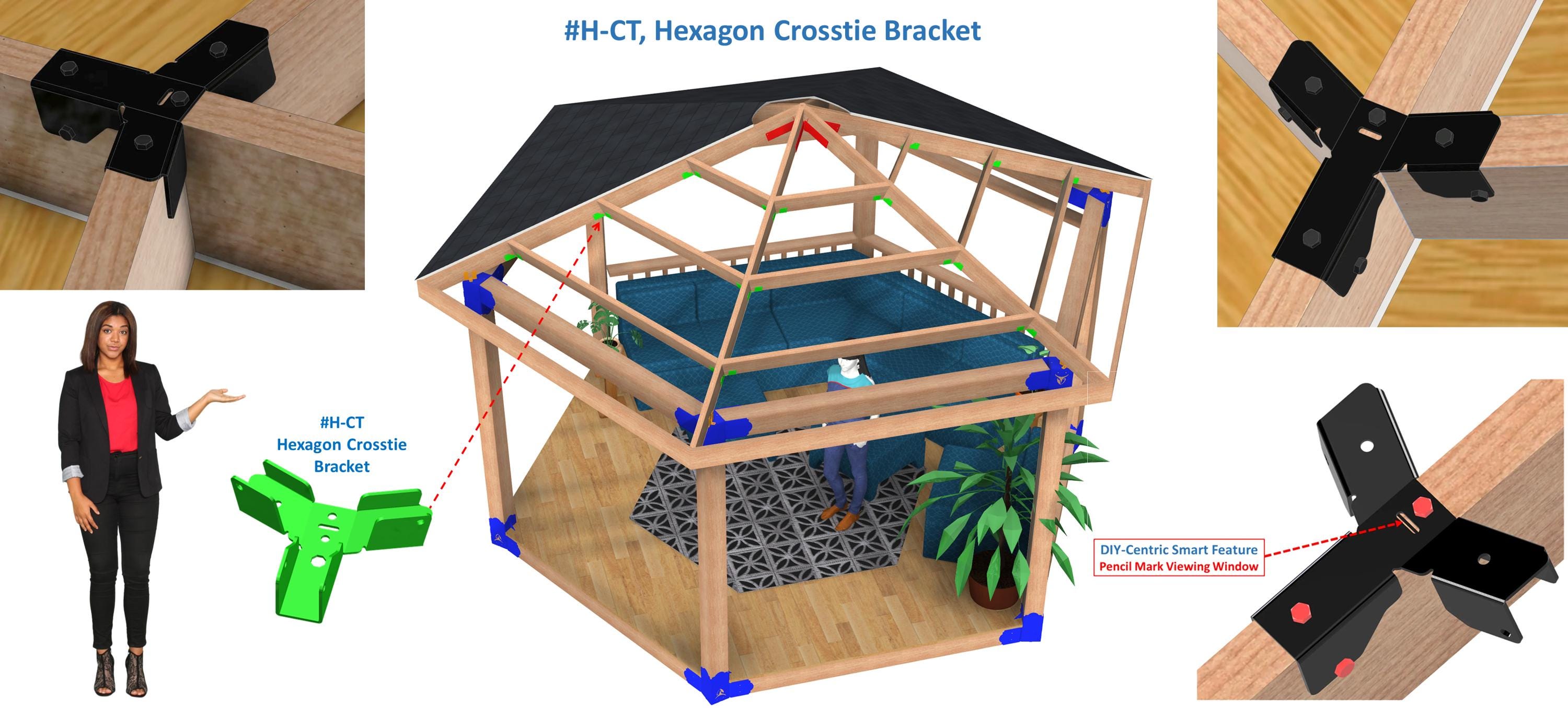 Sturdy Hexagon Roofing Brackets for DIY projects, built to last with high-quality materials. Customize your outdoor space with these easy-to-install brackets, perfect for seasoned DIY enthusiasts and beginners alike. Rio Outdoor,