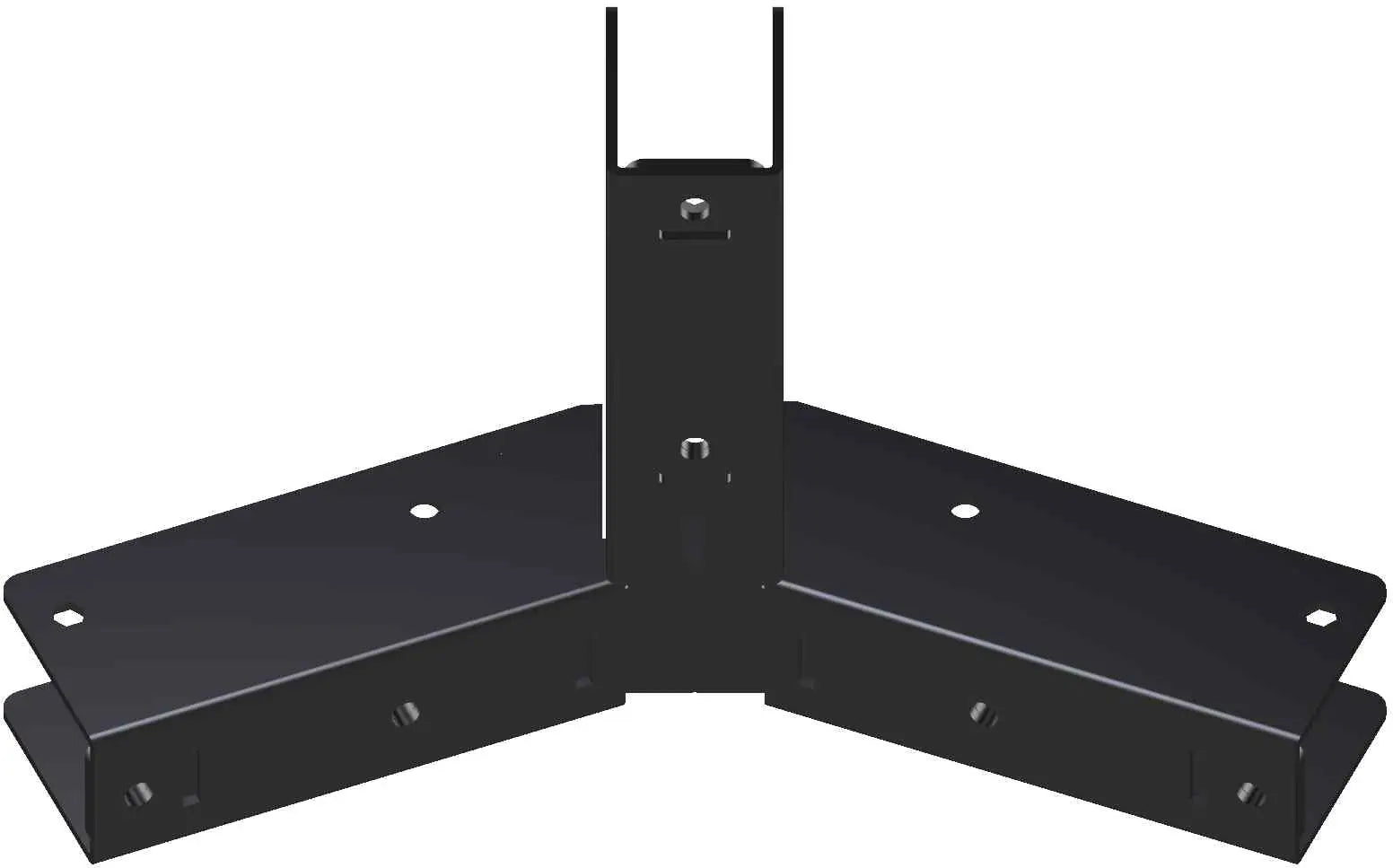 A sturdy L-shaped metal bracket designed for securing corners in construction projects, showcasing durable construction and precise design.