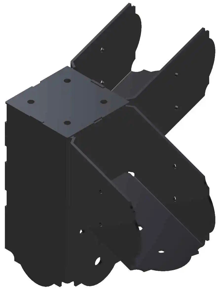 A sturdy metal L-shaped bracket is shown, designed for use in woodworking projects. This component is essential for ensuring stability in various constructions.