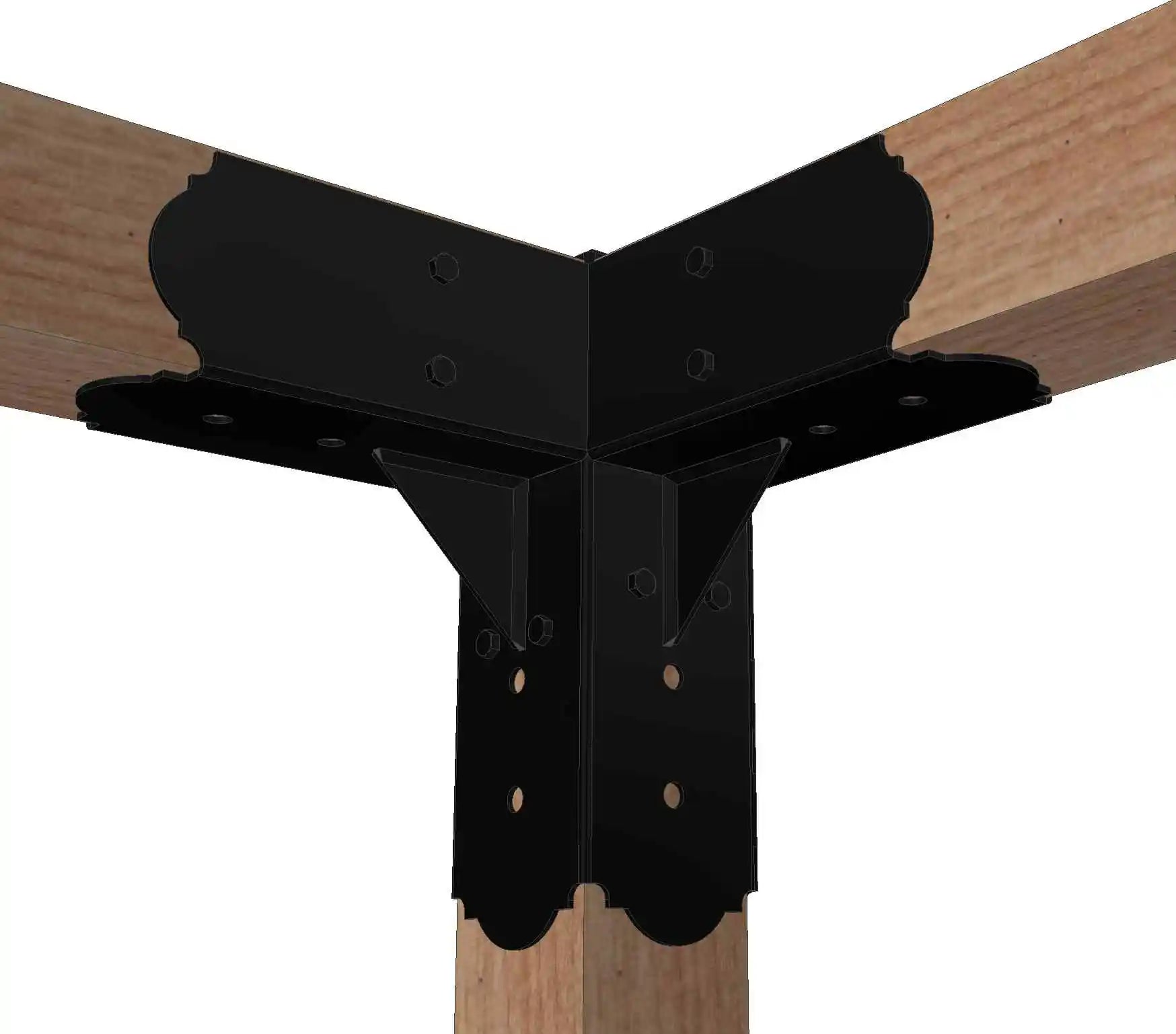 A sturdy metal corner bracket designed for providing structural support in various building projects.