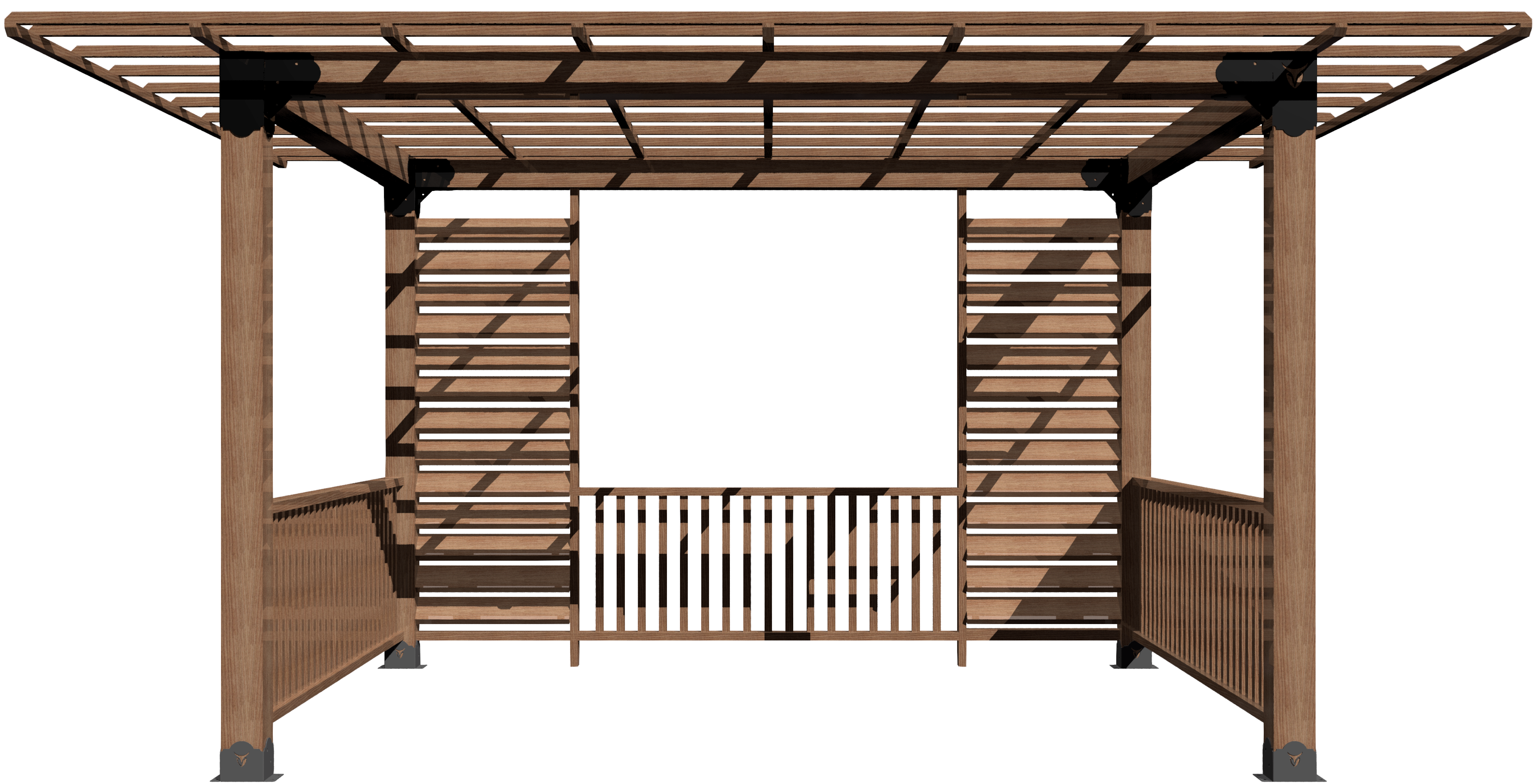 DIY 6X6 Rectangle Pergola Brackets Kit for Outdoor Bliss with Lattice Roof and Lattice Walls, RioOutdoors.com