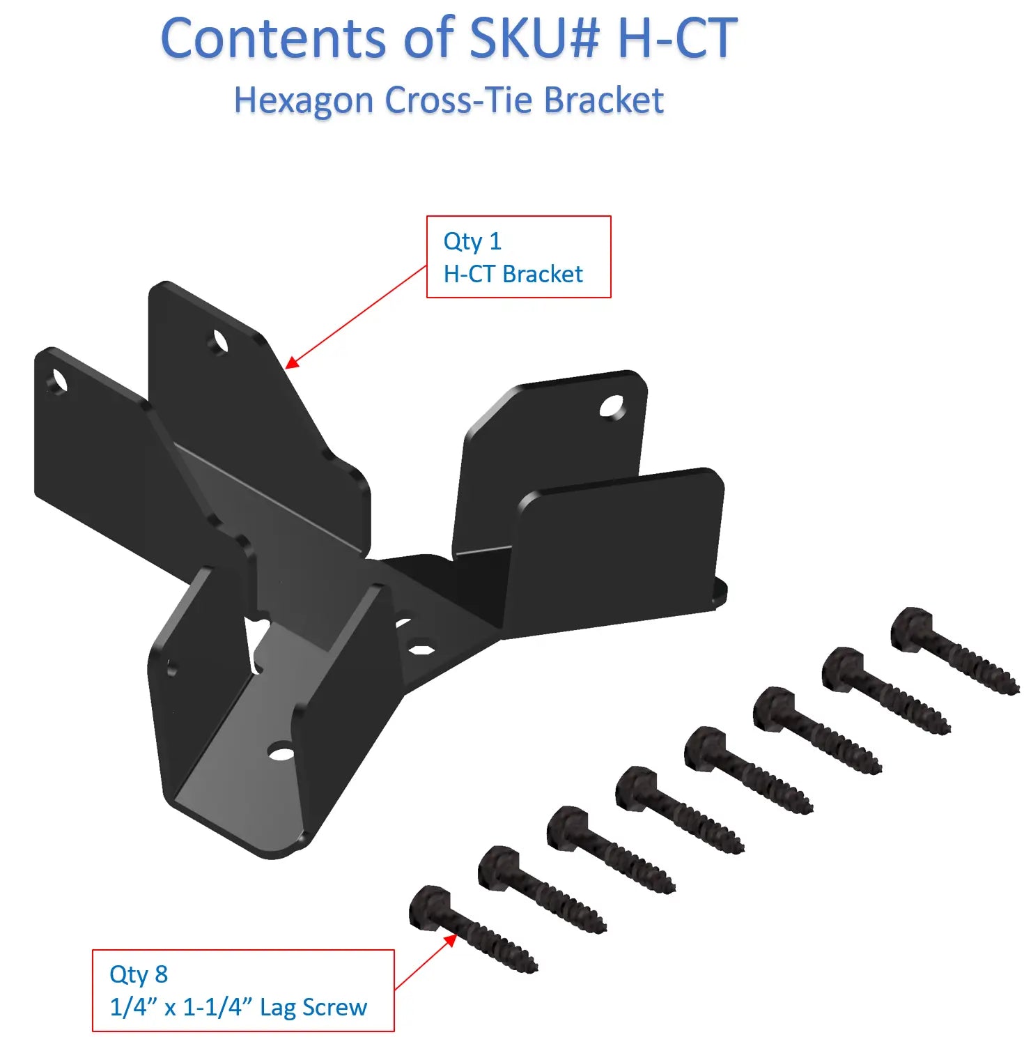 The hexagon cross-tie bracket is displayed, with clear labels outlining the quantity and type of screws needed for secure installation. Ideal for construction projects.