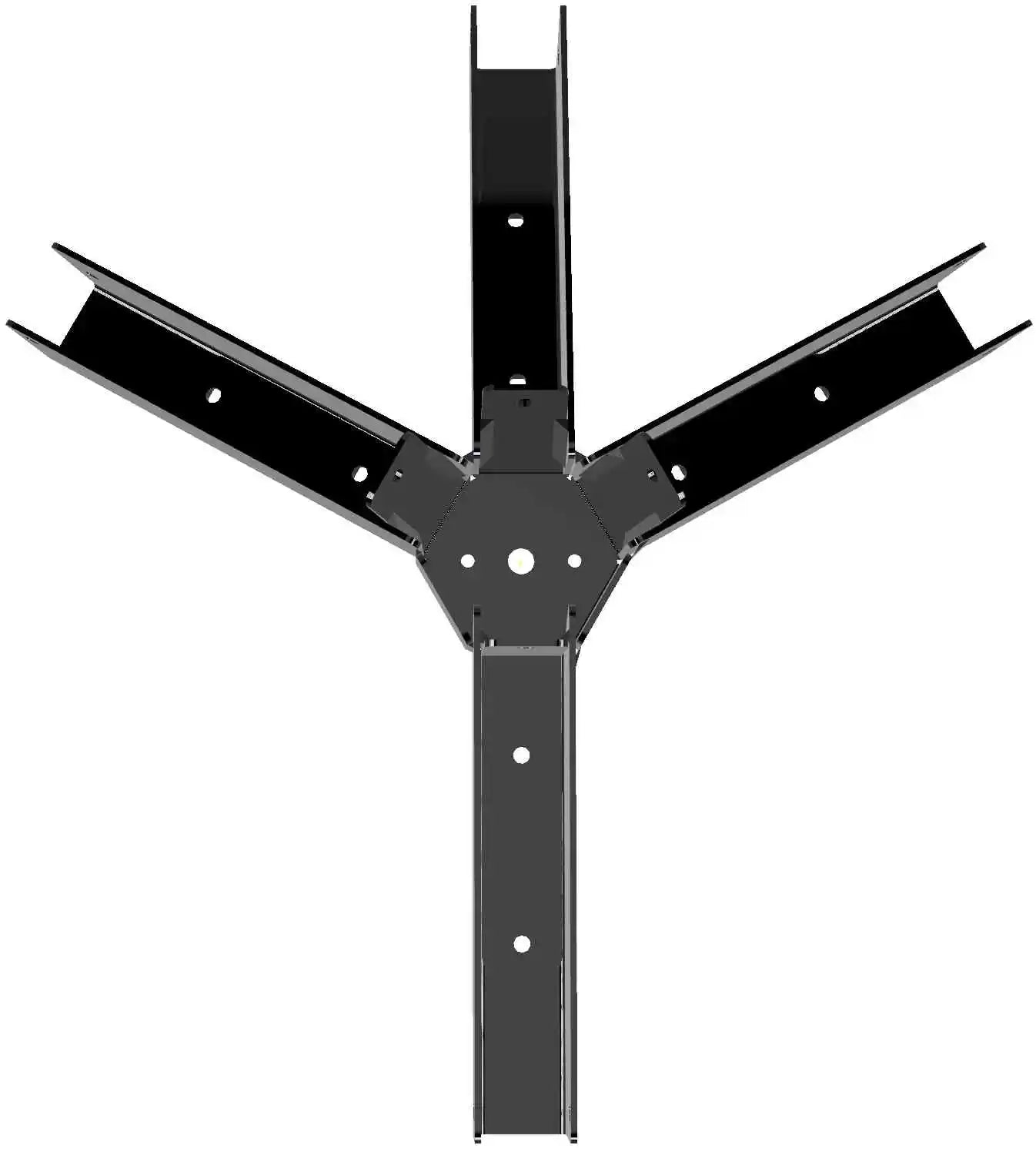 a sturdy black partial hexagon spider bracket with four arms