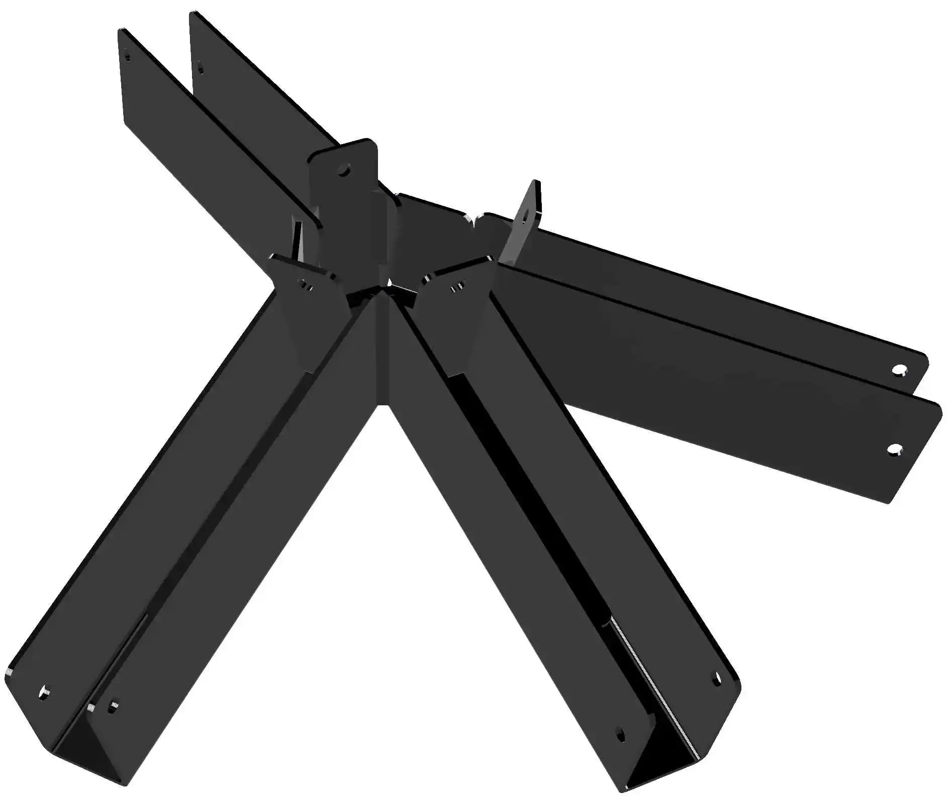 a sturdy black partial hexagon spider bracket with four arms