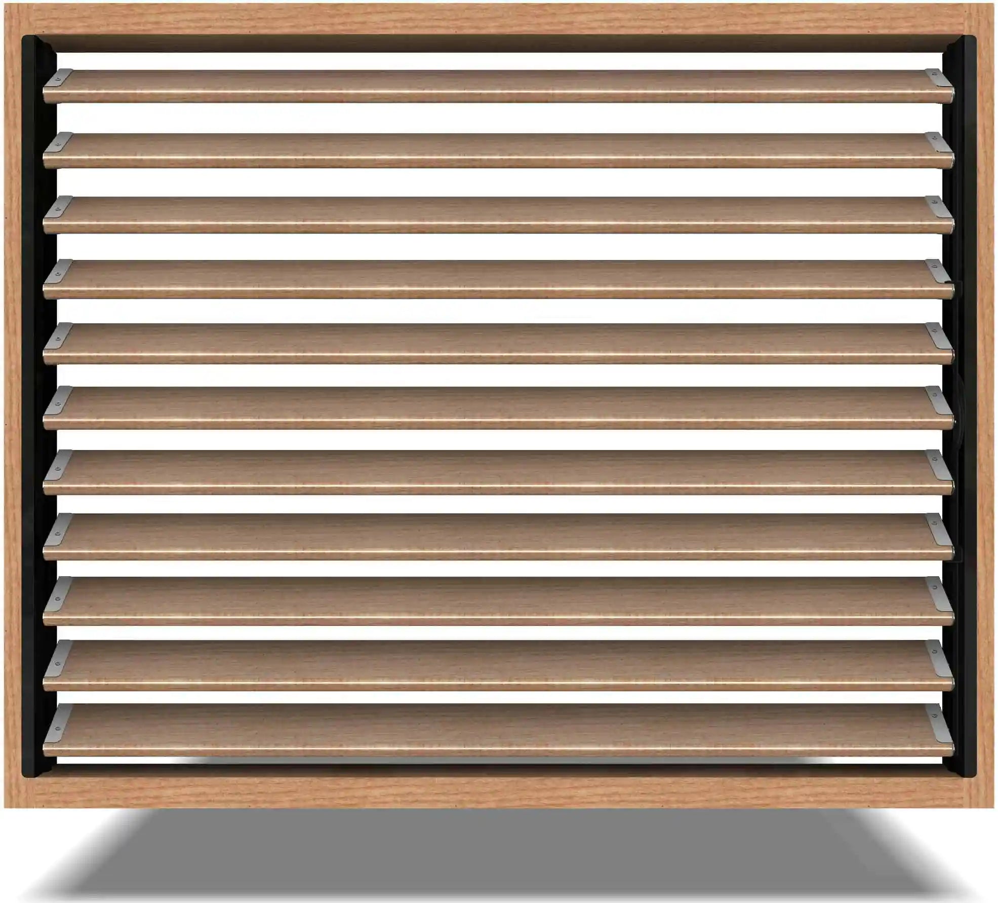 Modern slatted louvers in a wood frame