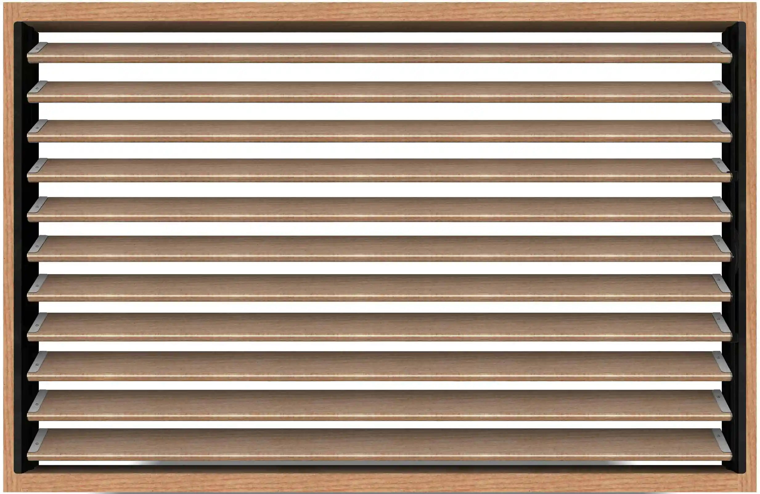 Modern slatted louvers in a wood frame