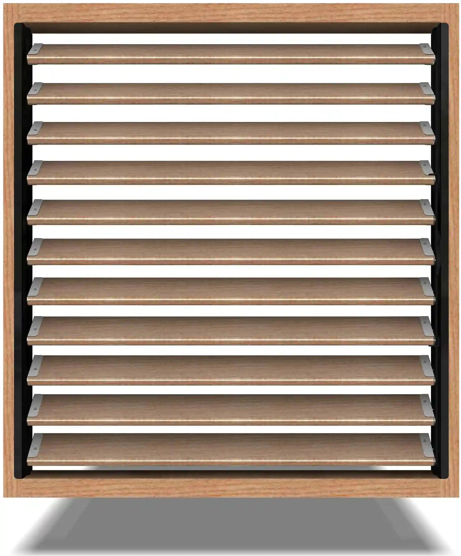 Modern slatted louvers in a wood frame