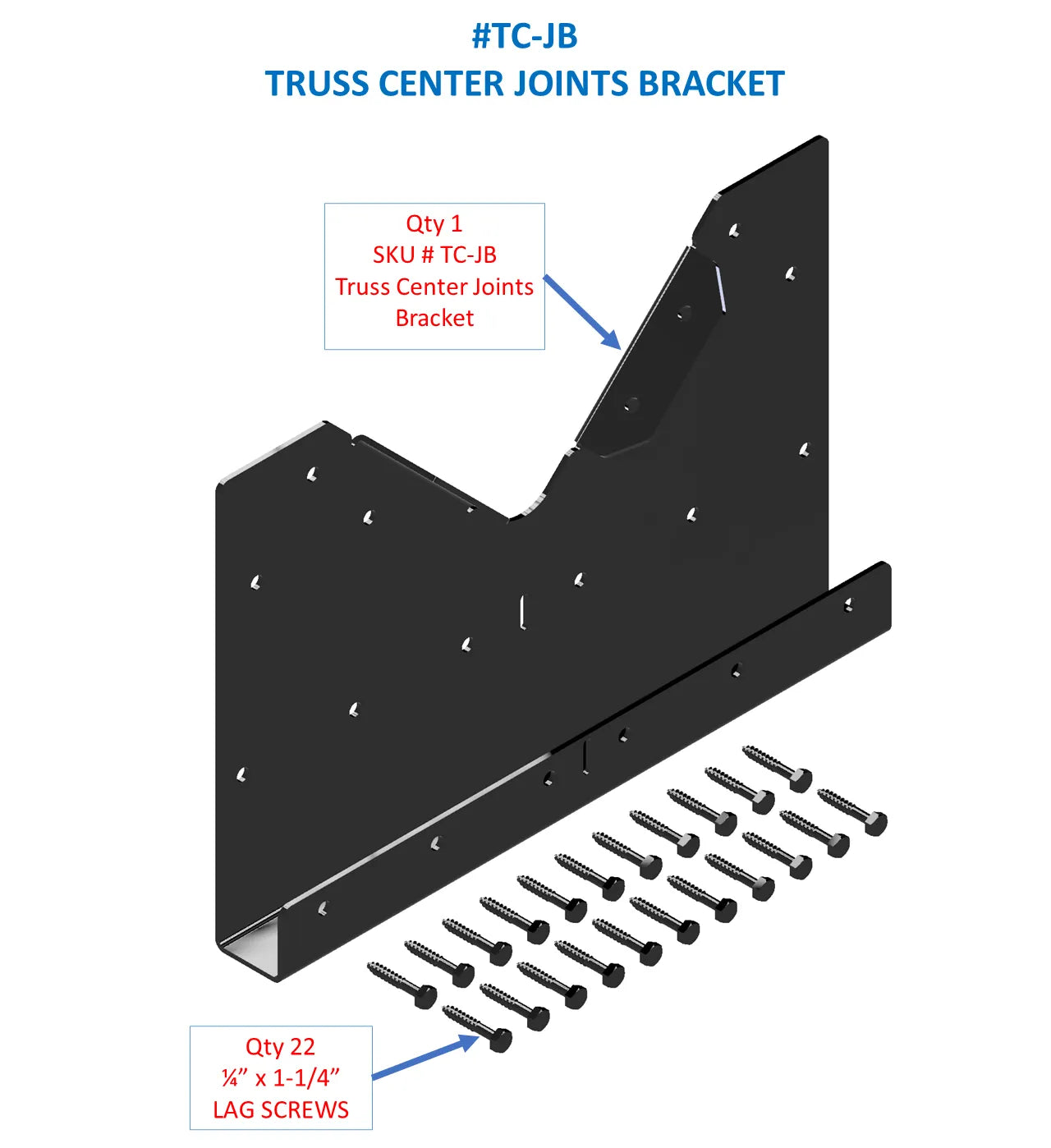 Heavy Duty Black Truss Joint Bracket with screws