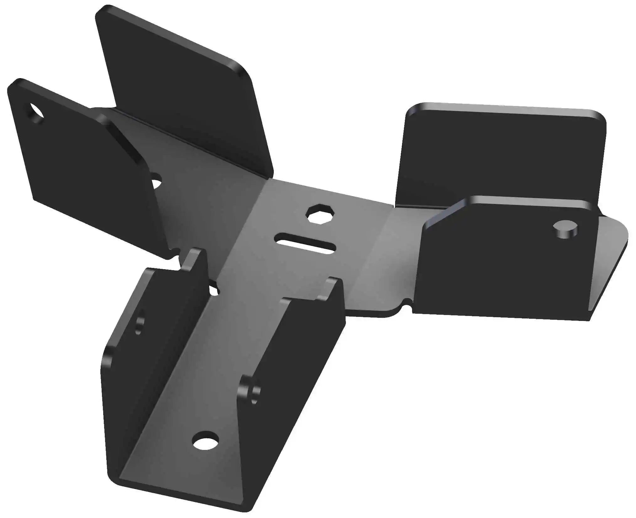 The sturdy octagon crosstie bracket is arranged on a workbench, showcasing its versatile design for securely mounting fixtures in various construction and DIY tasks.