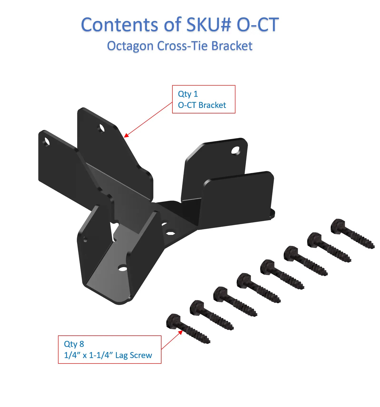 The octagon cross-tie bracket is displayed, with clear labels outlining the quantity and type of screws needed for secure installation. Ideal for construction projects.