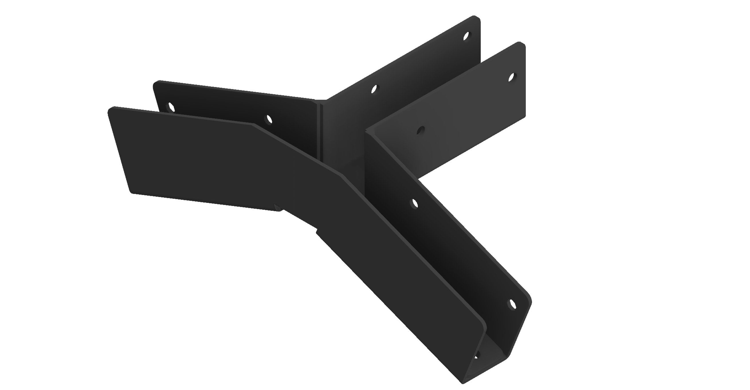 A sturdy L-shaped metal bracket designed for securing corners in construction projects, showcasing durable construction and precise design.