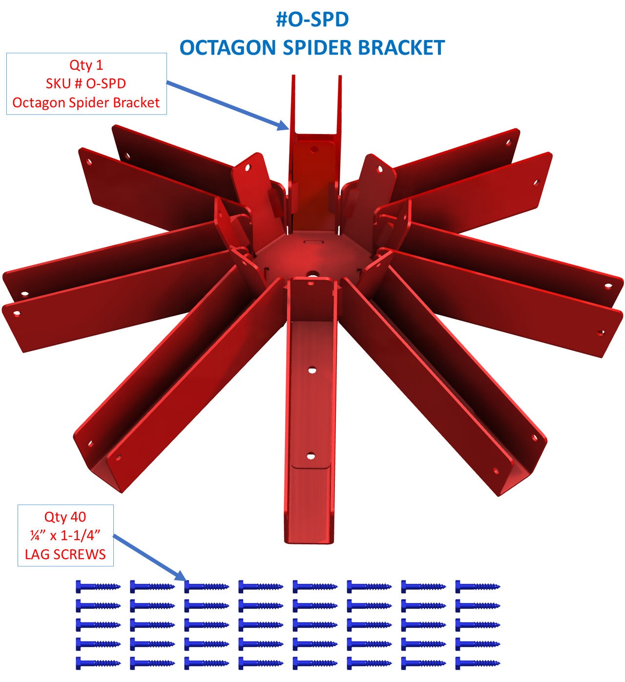 DIY Heavy Duty Iron Octagon 8-Way Spider Bracket for Unique Gazebo Design