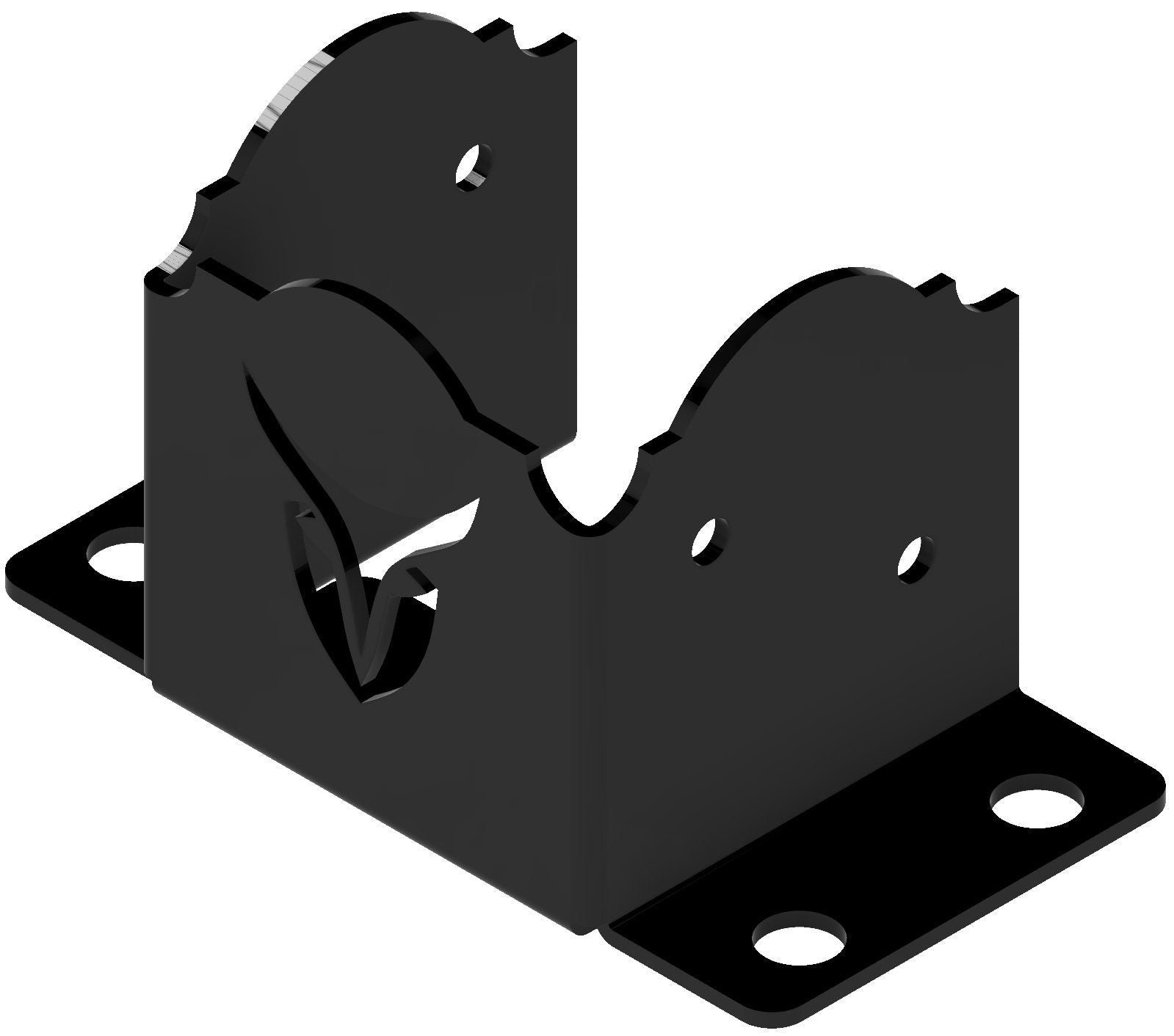 Black metal bracket ideal for a 6x6 post, emphasizing robust construction and reliable support.