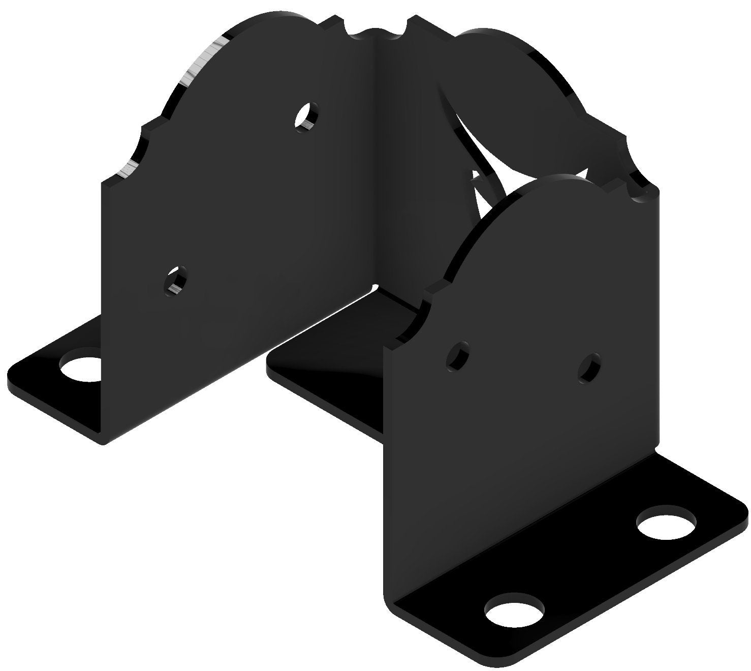 Black metal bracket ideal for a 6x6 post, emphasizing robust construction and reliable support.