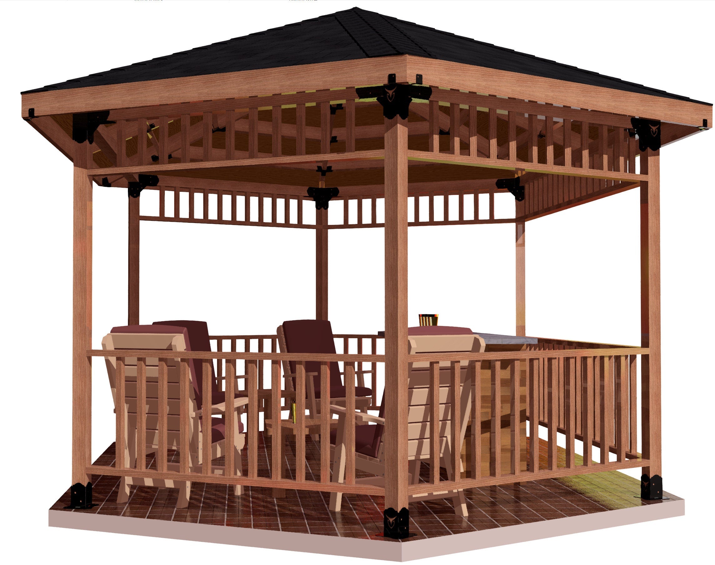 Elegant outdoor gazebo with a linear hexagon design, perfect for creating a serene retreat in your backyard. Hexagon Collection