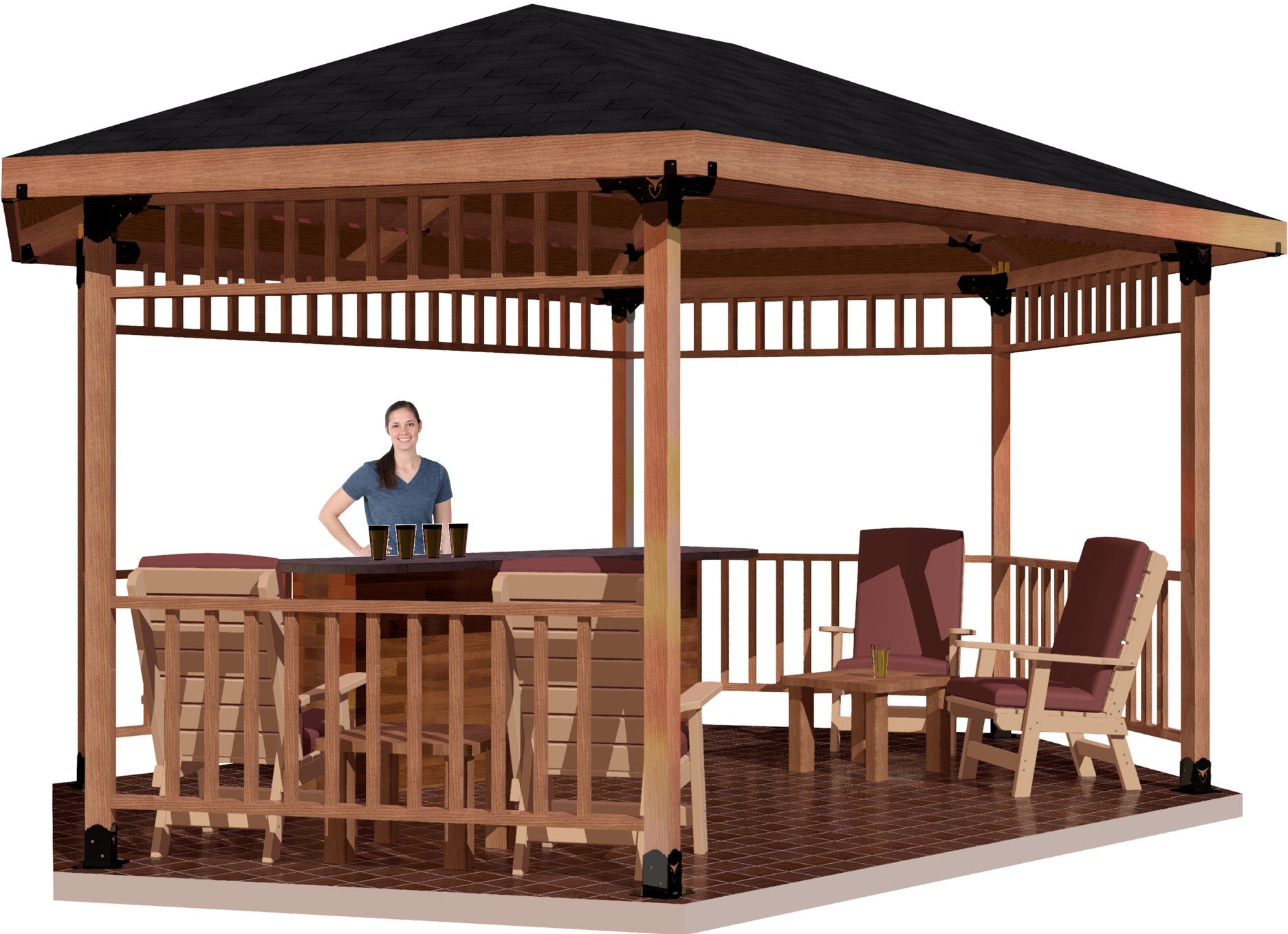 Outdoor gazebo with hexagonal design, providing a serene retreat for entertaining, Hexagon Collection