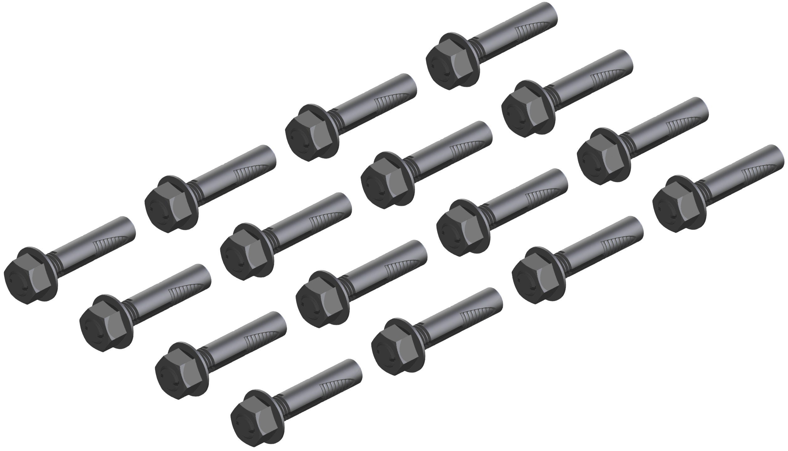 16 concrete anchors in metallic gray color