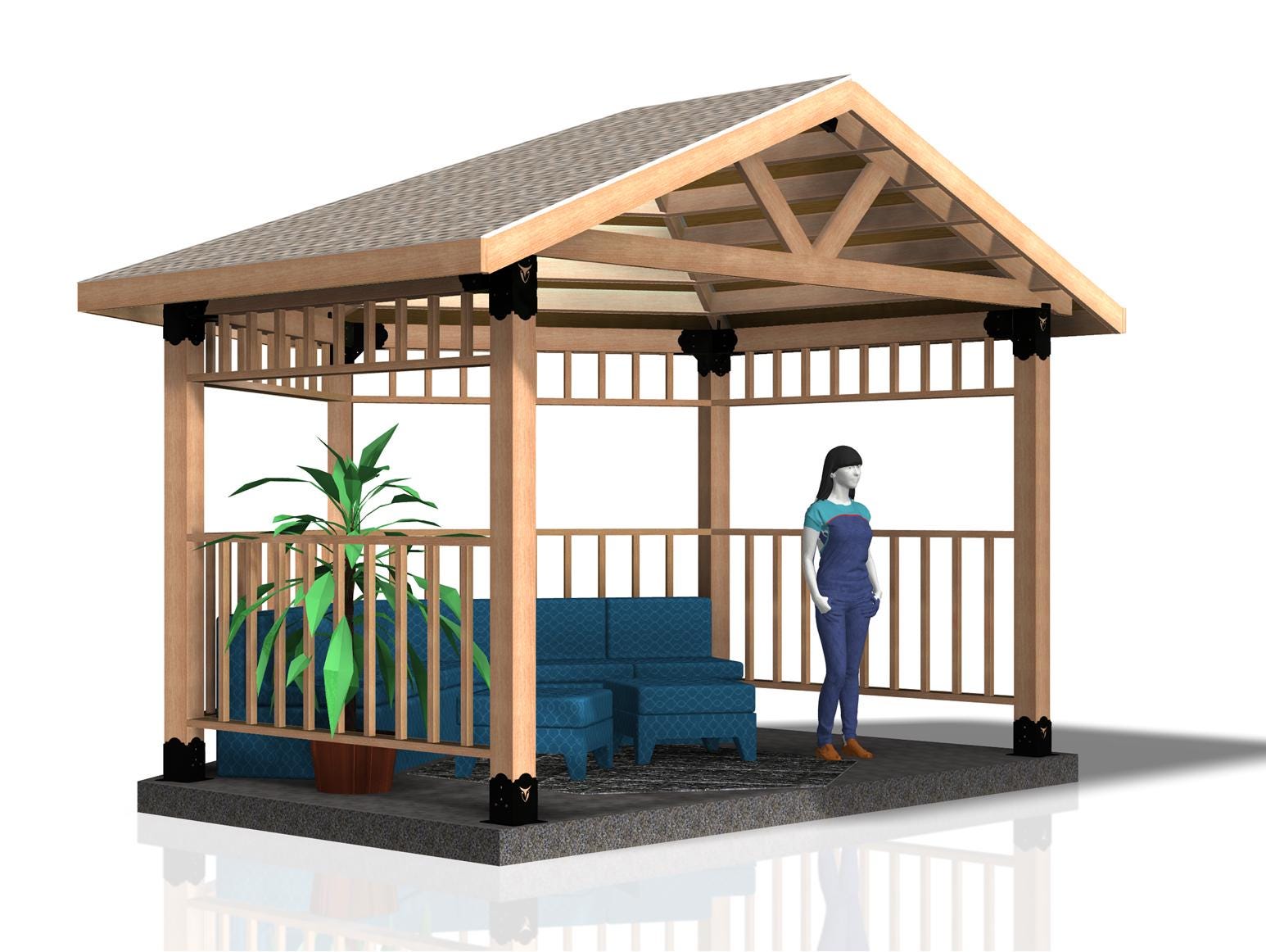 Partial hexagon DIY pergola/gazebo with modern design and traditional charm, for creating an outdoor retreat. , RioOutdoors.com