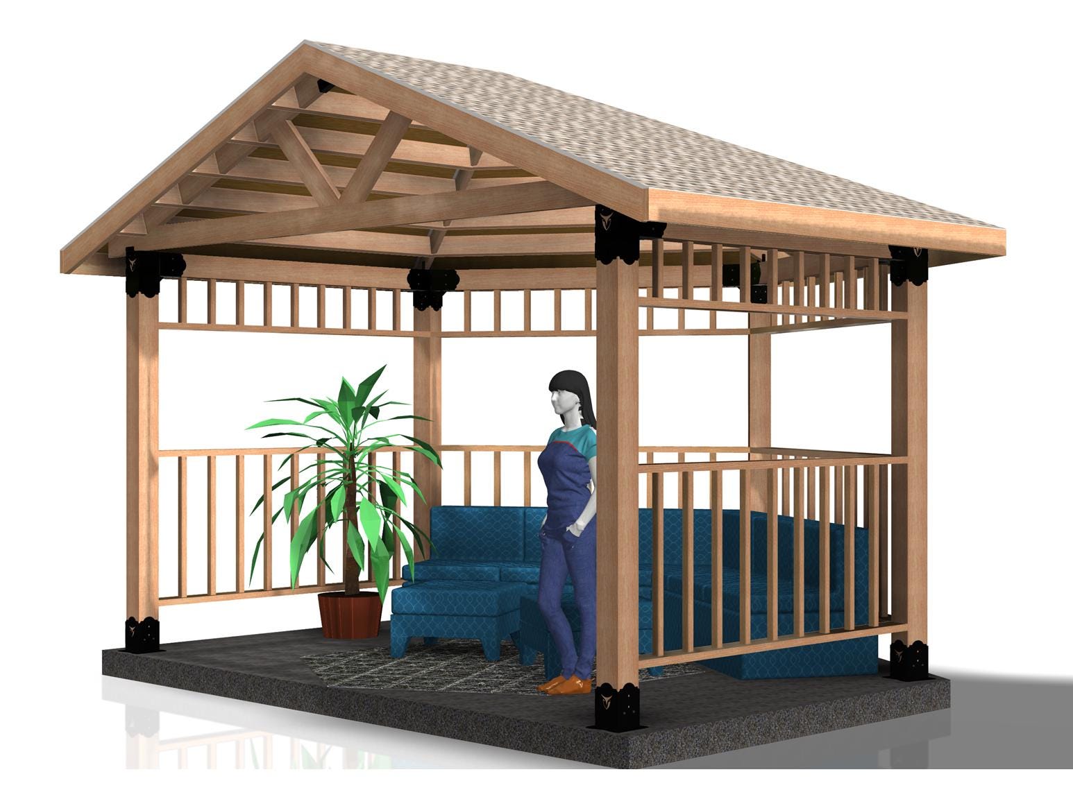 DIY 6x6 Partial Hexagon Pergola/Gazebo Kit - Outdoor retreat with sleek hexagon design by RioOutdoors.com