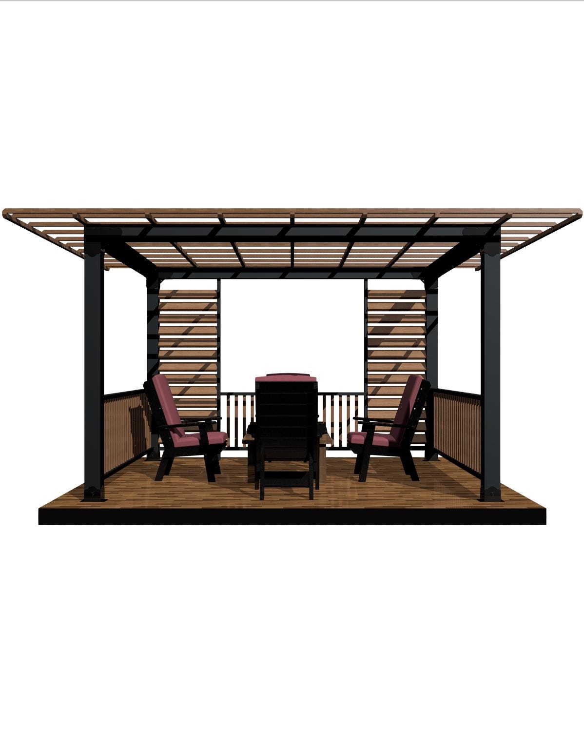 Outdoor pergola kit with lattice roof and walls, perfect for backyard relaxation and entertainment, RioOutdoors.com